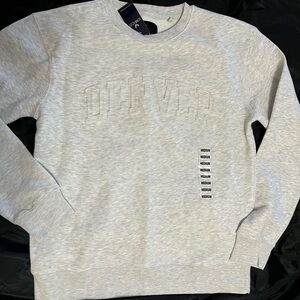 Love from CO Valani Light Gray Embossed Logo Crewneck Sweatshirt